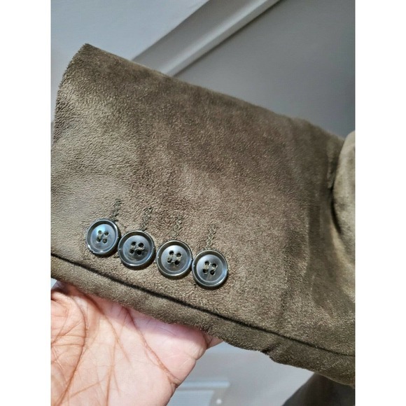 Camiloni Men Olive Polyester Long Sleeve Single Breasted 2 Buttons Fitted Blazer - Picture 7 of 12